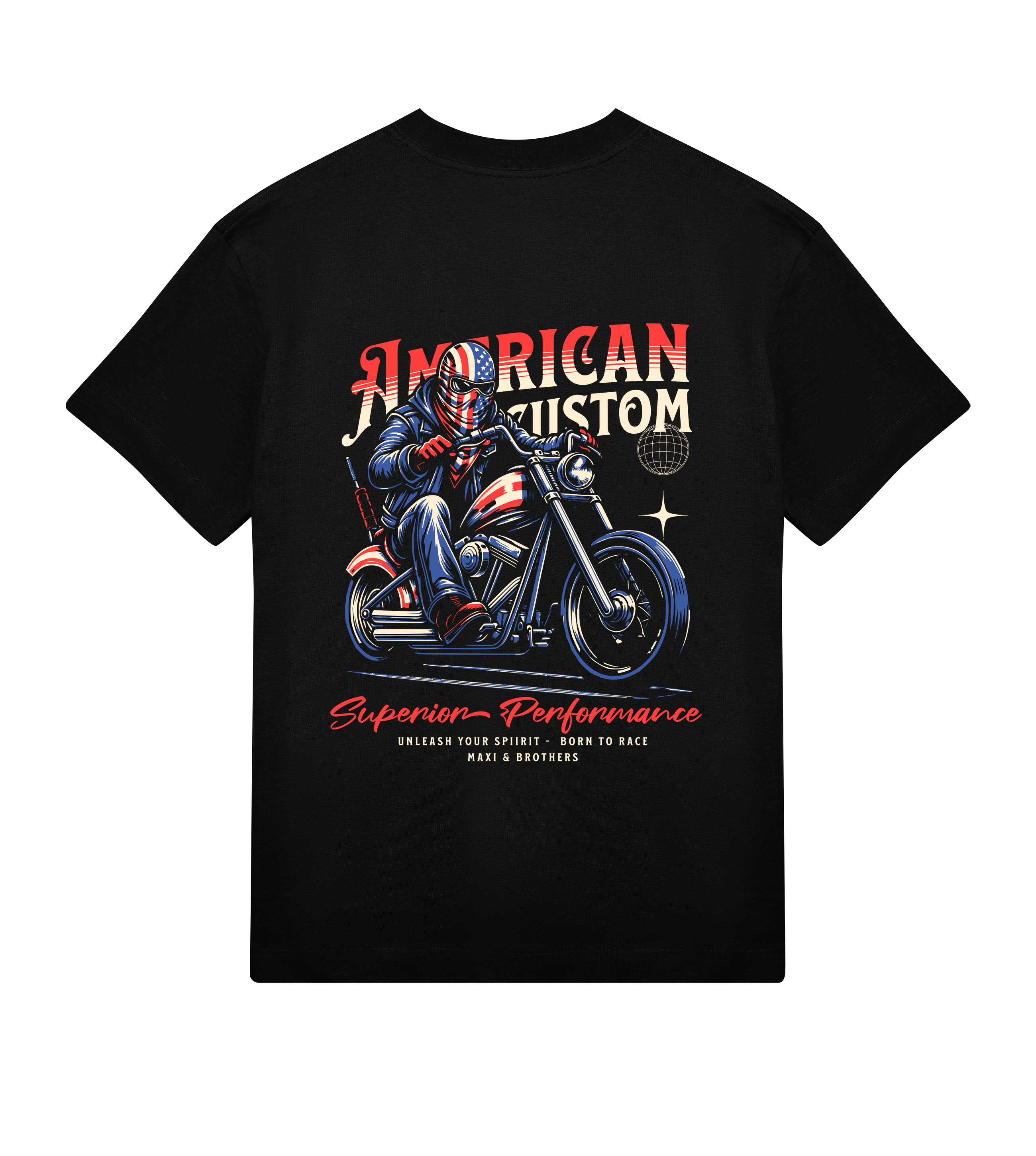 American Custom Biker T-Shirt | Bold Graphic Tee by Maxi and Brothers