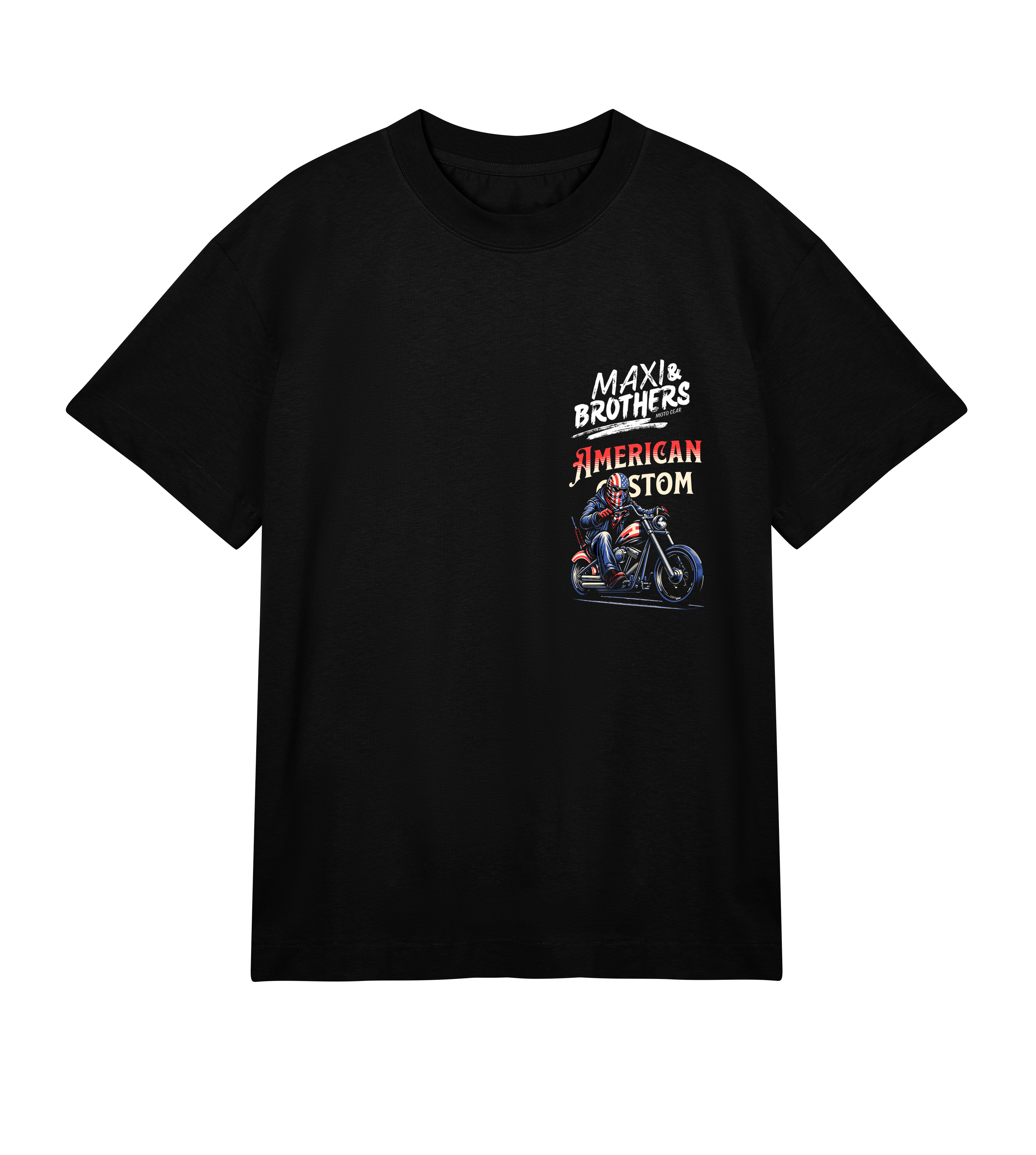 American Custom Biker T-Shirt | Bold Graphic Tee by Maxi and Brothers